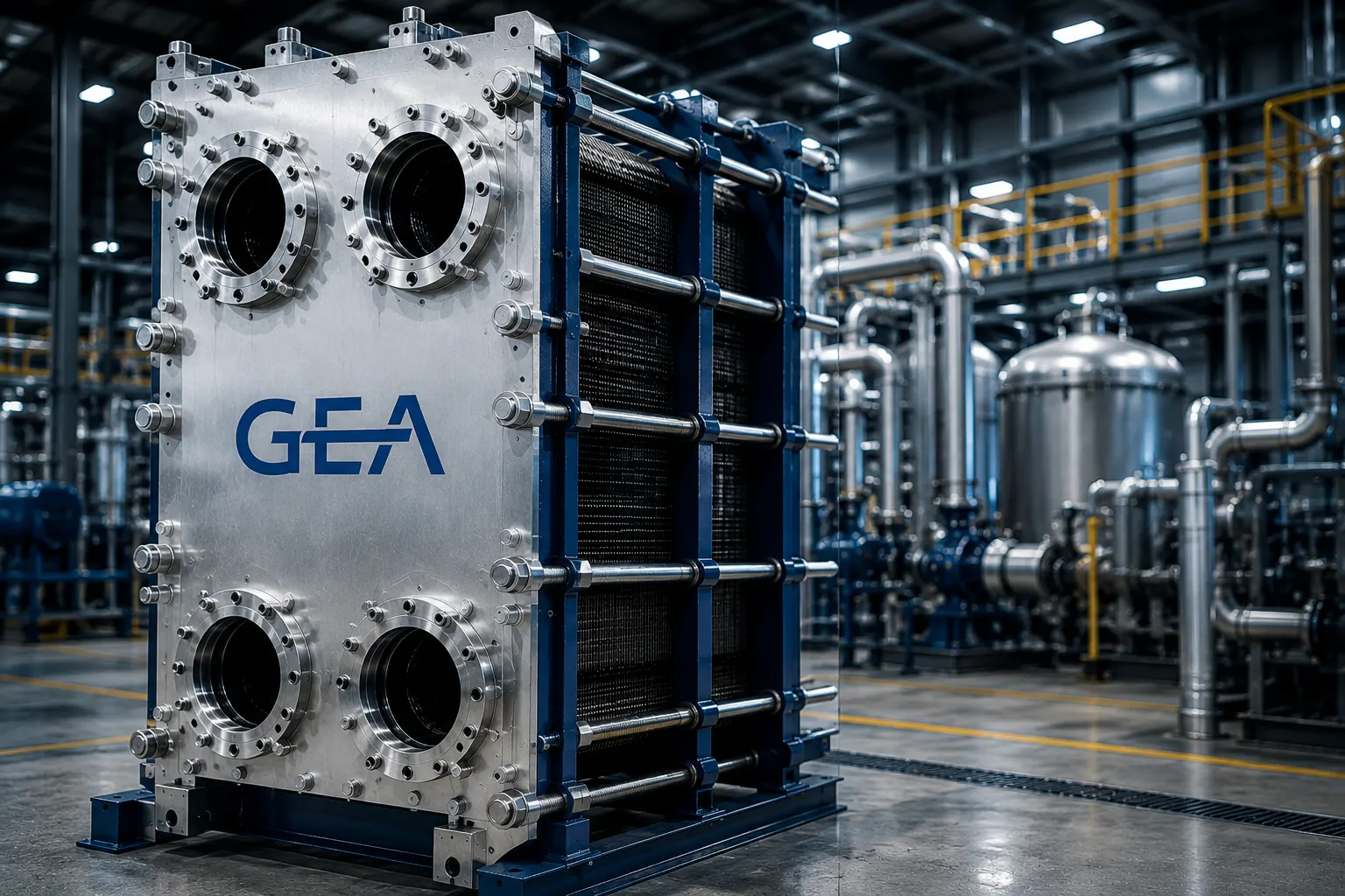 Technician servicing GEA plate heat exchanger in Dubai